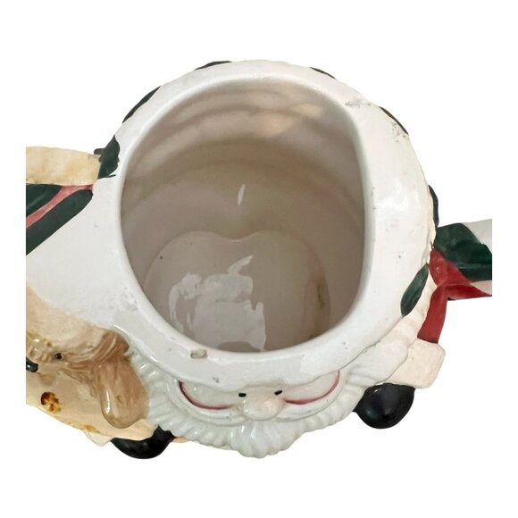 Jay Imports 1997 Santa Christmas Ceramic Teapot Lid Teddy Bear & Toy Bag 8.5" Ta - Picture 3 of 9